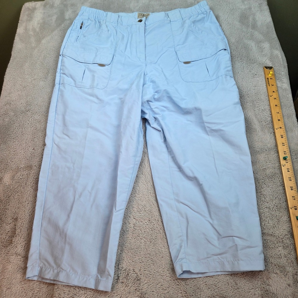 LL Bean Nylon Cargo Capri Hiking Pants Womens XL Blue
